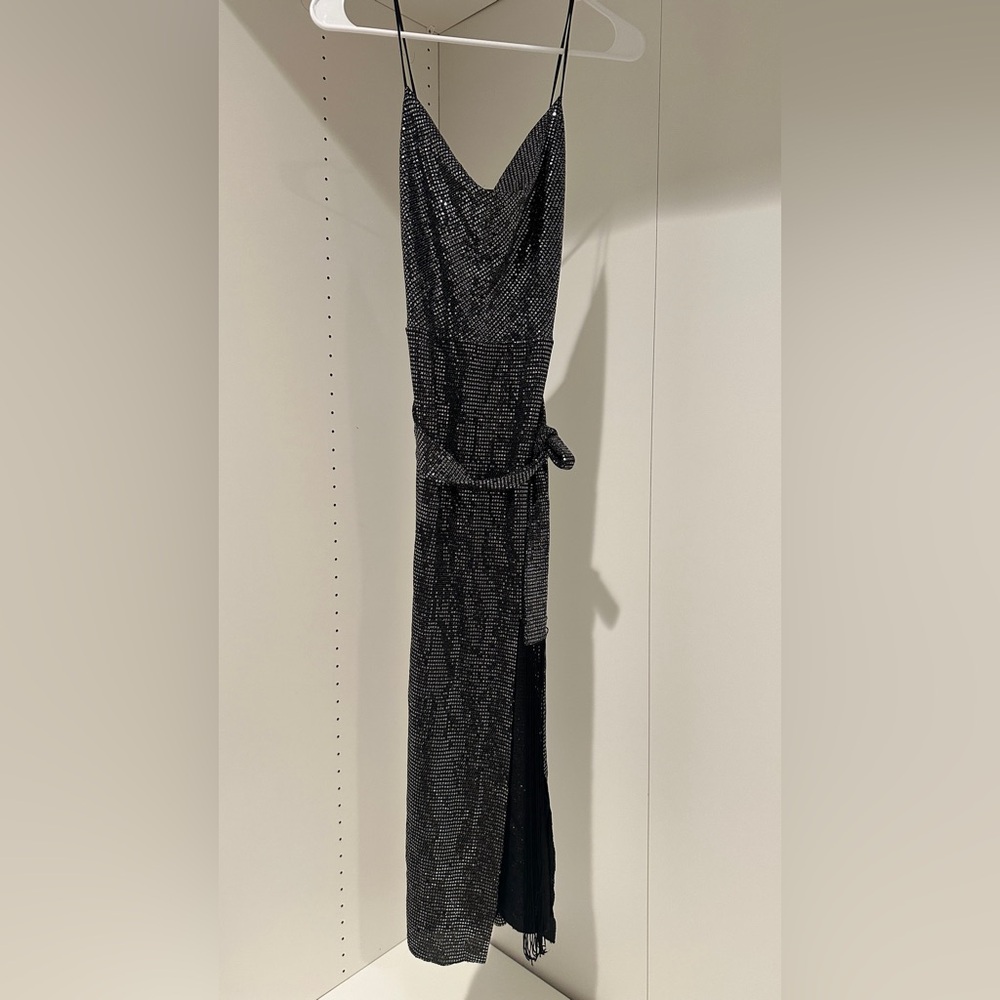 Zara Black and Silver Long Sleeve Dress